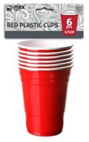 [2608A] Red Party Cups 475ml x  6pk